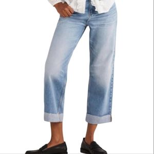 Boden Straight Relaxed Turn Up Jeans Pale Vintage size US 12 (run big) NWT